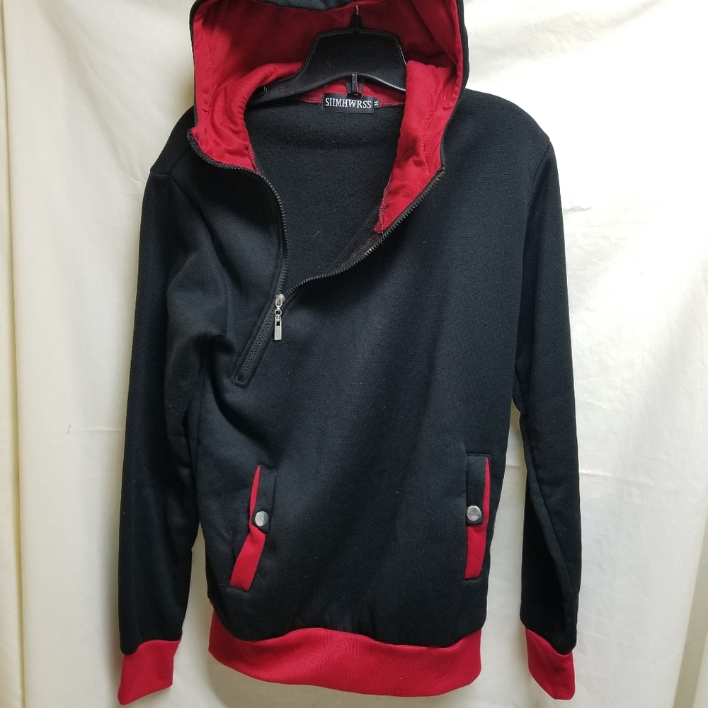 Men oblique zipper hooded shirt